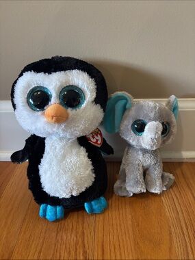Ty Beanie Boos Penguin and Elephant Stuffed Animal